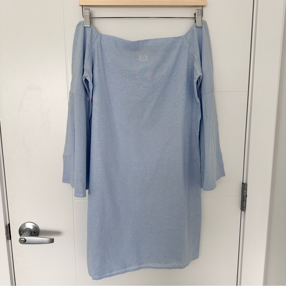 Love Ady Light Blue Bell Sleeve Dress
